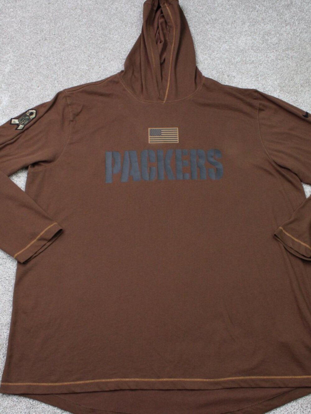 Nike Green Bay Packers Hoodie Mens 2XL XXL Brown Salute to Service NFL Dri-Fit